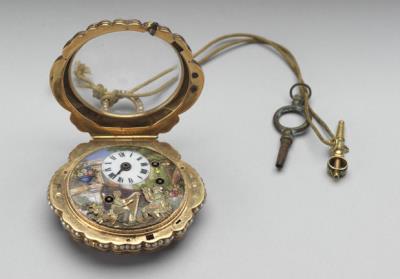 图片[3]-Pair of rose-shaped pocket watches with painted enamel, 19th century, Switzerland-China Archive